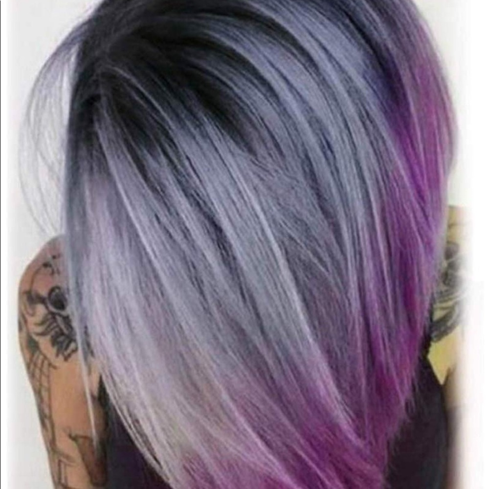 Black/ purple/ grey synthetic bob wig NWT